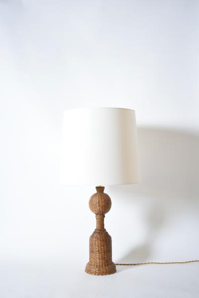 Rattan skin baluster table lamp 1970s 