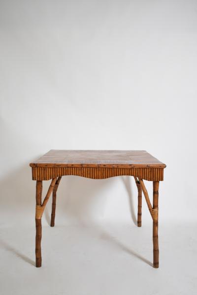 Rattan square game table 1950s 