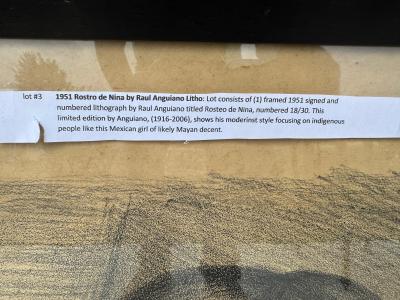 Raul Anguiano Lithograph by Raul Anguiano Rostro De Nina Signed and Numbered