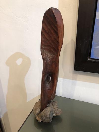 Raul Varnerin Modern Abstract Wooden Sculpture on base by Raul Varnerin