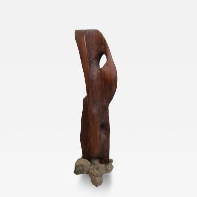 Raul Varnerin Modern Abstract Wooden Sculpture on base by Raul Varnerin