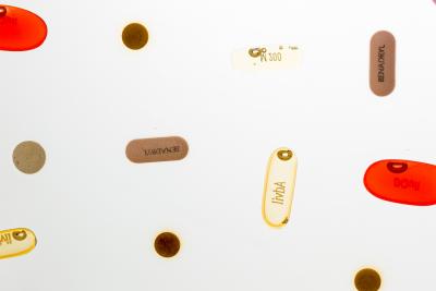 Ray Geary Contemporary Resin And Pill Sculpture Titled White Pill Circle