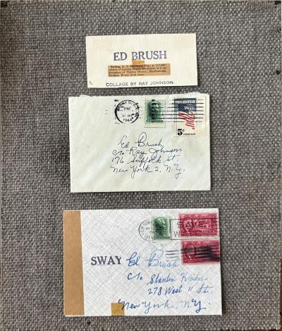 Ray Johnson Mail Art Correspondence Art Pioneer Two Envelops and Collage Signed