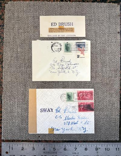 Ray Johnson Mail Art Correspondence Art Pioneer Two Envelops and Collage Signed