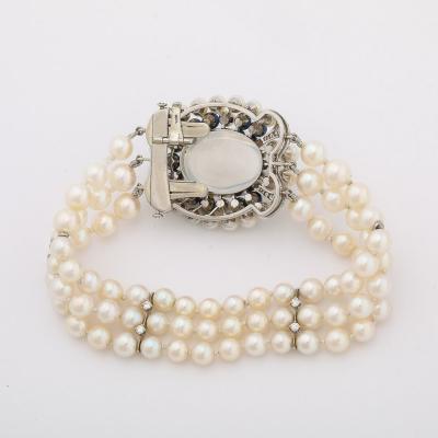 Raymond C Yard Art Deco Platinum Bracelet 21 58 Ctw Gems and Moonstone by Raymond C Yard