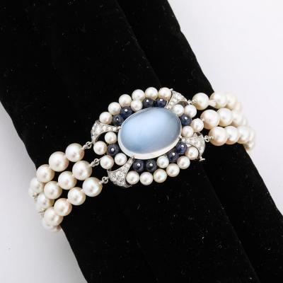 Raymond C Yard Art Deco Platinum Bracelet 21 58 Ctw Gems and Moonstone by Raymond C Yard