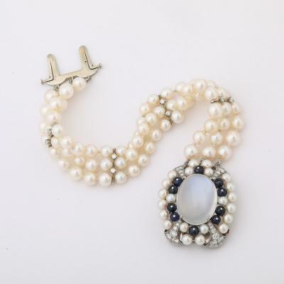 Raymond C Yard Art Deco Platinum Bracelet 21 58 Ctw Gems and Moonstone by Raymond C Yard