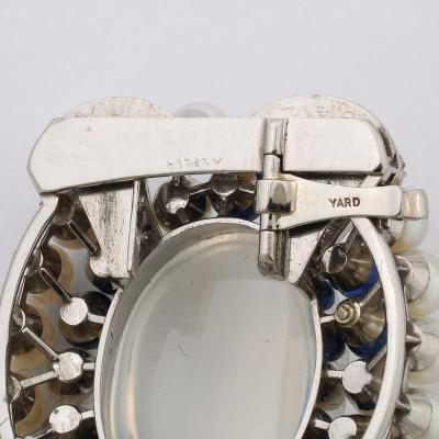 Raymond C Yard Art Deco Platinum Bracelet 21 58 Ctw Gems and Moonstone by Raymond C Yard