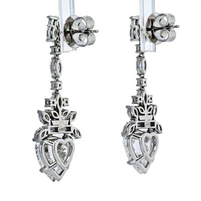 Raymond C Yard PLATINUM HANGING GIA HEART DIAMOND DROP DANGLING EARRINGS