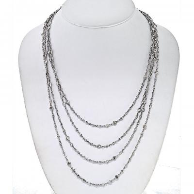Raymond C Yard Platinum 38 00cttw Diamond by The Yard 89 Inches Long Chain Necklace