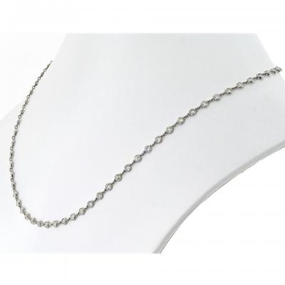 Raymond C Yard Platinum 5 79cttw Round Cut Diamonds by the Yard Necklace
