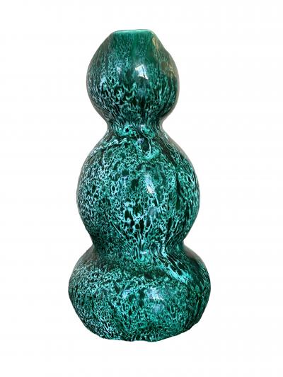 Raymond Camart Ray Camart Vallauris Emerald Green Double Bulb Pitcher 27cm 10 6 