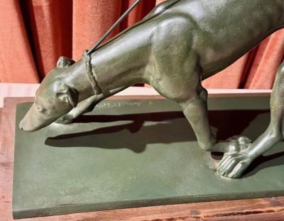 Raymond Leon Rivoire Art Deco Sculpture by Raymond Leon Rivoire Titled FEMME AU LEVRIER