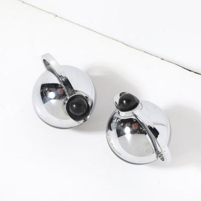 Raymond Loewy Art Deco Spherical Miracle Chrome Bakelite Thermos Bottles by Raymond Loewy