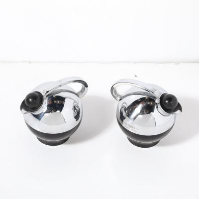 Raymond Loewy Art Deco Spherical Miracle Chrome Bakelite Thermos Bottles by Raymond Loewy