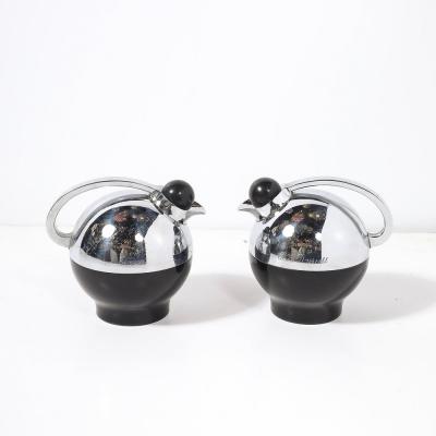Raymond Loewy Art Deco Spherical Miracle Chrome Bakelite Thermos Bottles by Raymond Loewy