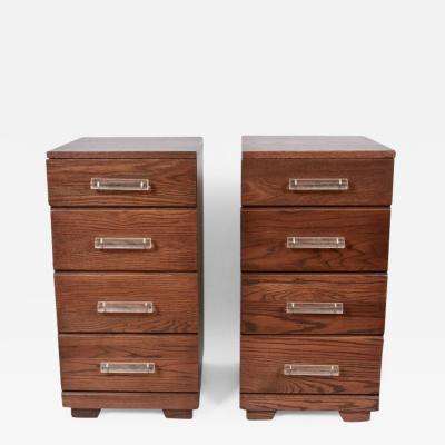 Raymond Loewy Pair of Raymond Loewy for Mengel 4 Drawer Nightstands with Lucite Handles