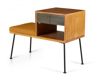 Raymond Loewy Raymond Loewy For Mengel Furniture Walnut Iron And Gold Upholstery Bench