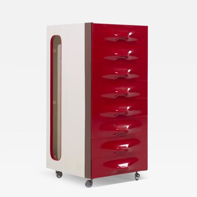 Raymond Loewy Raymond Loewy for Doubinsky Fr res DF 2000 MCM Red Fiberglass Valet Cabinet