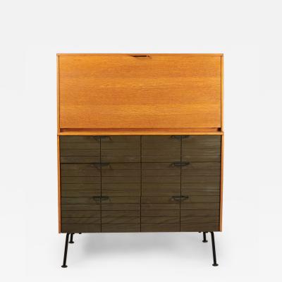 Raymond Loewy Raymond Loewy for Mengel Fall Front Walnut and Iron Secretary Cabinets