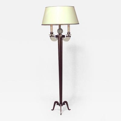 Raymond Lorence French 1940s Fluted Brass Column Floor Lamp