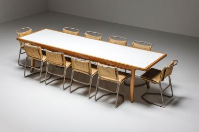 Raymond Rombouts Raymond Rombouts Leather Steel Dining Chairs 20th Century