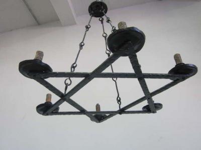 Raymond Subes 2 Mid Century Modern Iron Star of David Chandeliers Raymond Subes Attributed