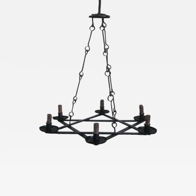 Raymond Subes 2 Mid Century Modern Iron Star of David Chandeliers Raymond Subes Attributed