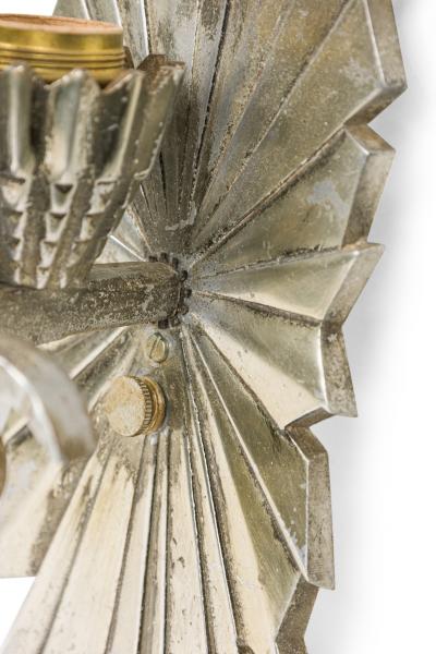 Raymond Subes 3 French Art Deco Silvered Bronze Wall Lights Sconces Manner of Raymond Subes