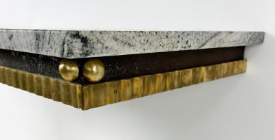 Raymond Subes Art Deco Wrought Iron Brass Marble Console Table Subes Manner