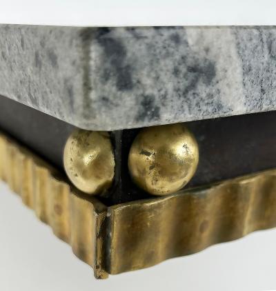 Raymond Subes Art Deco Wrought Iron Brass Marble Console Table Subes Manner