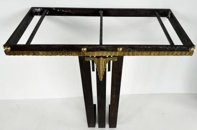 Raymond Subes Art Deco Wrought Iron Brass Marble Console Table Subes Manner