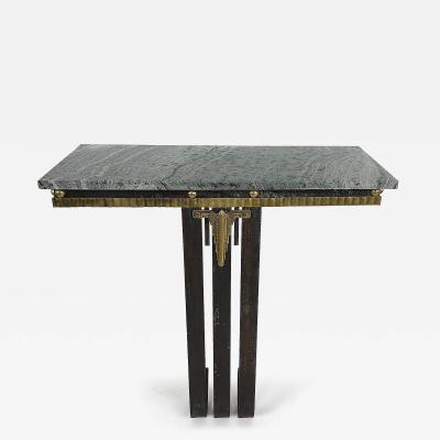 Raymond Subes Art Deco Wrought Iron Brass Marble Console Table Subes Manner