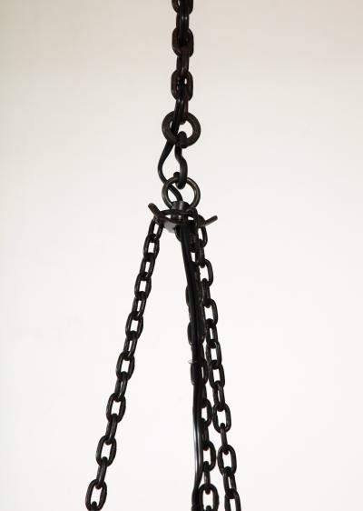 Raymond Subes Black Wrought Iron Chandelier in the Manner of Raymond Subes France 20th C 