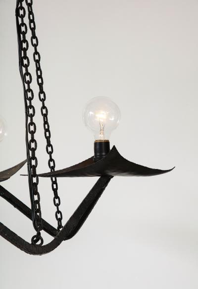 Raymond Subes Black Wrought Iron Chandelier in the Manner of Raymond Subes France 20th C 