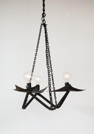 Raymond Subes Black Wrought Iron Chandelier in the Manner of Raymond Subes France 20th C 