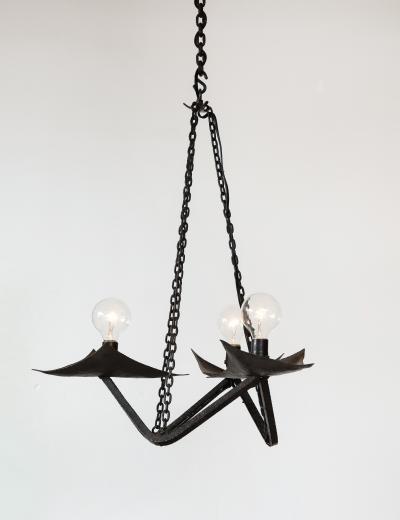 Raymond Subes Black Wrought Iron Chandelier in the Manner of Raymond Subes France 20th C 
