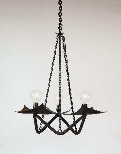 Raymond Subes Black Wrought Iron Chandelier in the Manner of Raymond Subes France 20th C 