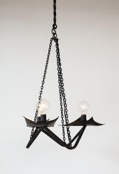 Raymond Subes Black Wrought Iron Chandelier in the Manner of Raymond Subes France 20th C 