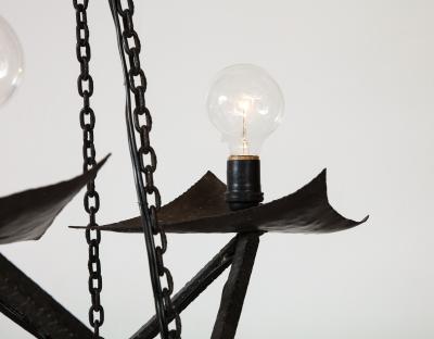 Raymond Subes Black Wrought Iron Chandelier in the Manner of Raymond Subes France 20th C 