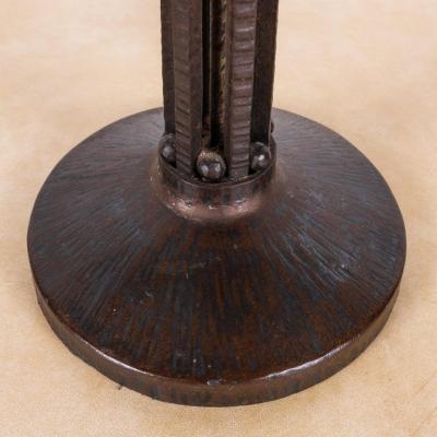 Raymond Subes Chic French Art Nouveau Wrought Iron Lamp in the Style of Raymond Subes