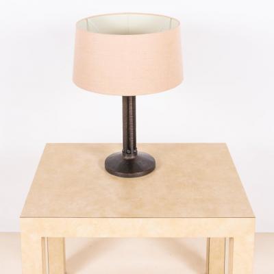 Raymond Subes Chic French Art Nouveau Wrought Iron Lamp in the Style of Raymond Subes