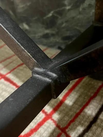 Raymond Subes Custom French Mid Century Modern Neoclassical Iron Stone Console Raymon Subes