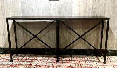 Raymond Subes Custom French Mid Century Modern Neoclassical Iron Stone Console Raymon Subes