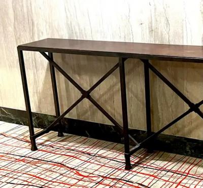 Raymond Subes Custom French Mid Century Modern Neoclassical Iron Stone Console Raymon Subes