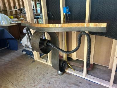Raymond Subes Fabulous Art Deco Raymond Subes Forged Iron Goatskin Console Table