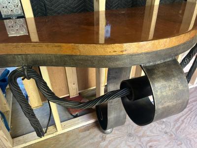 Raymond Subes Fabulous Art Deco Raymond Subes Forged Iron Goatskin Console Table