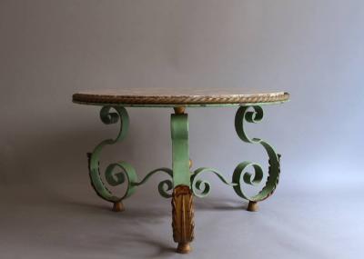 Raymond Subes Fine French Art Deco Wrought Iron and Marble Top Coffee Table by Raymond Subes
