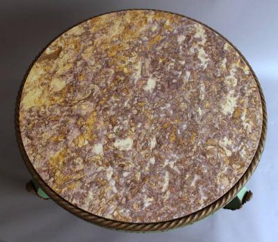 Raymond Subes Fine French Art Deco Wrought Iron and Marble Top Coffee Table by Raymond Subes