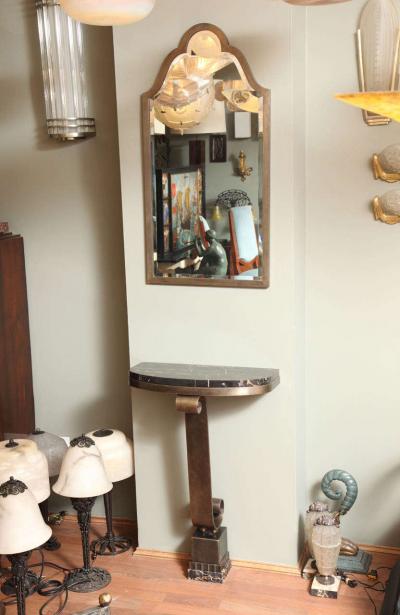 Raymond Subes French Art Deco Console with Mirror attributed to Raymond Subes